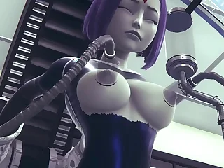 Raven homicidal yon Cyborg's trap